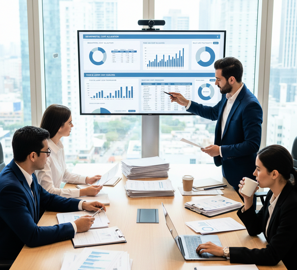 Panel de control que visualiza KPIs para la configuración de informes de gestión en compañías de servicios tecnológicos